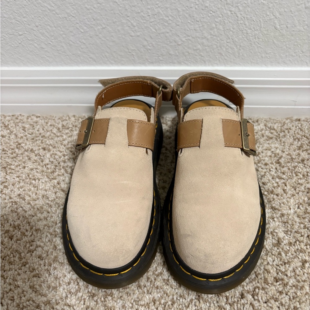 Dr. Martens Beige Leather Buckle Shoes